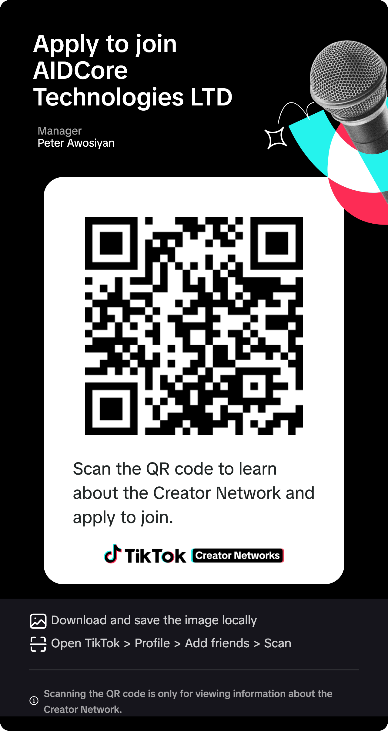 TikTok Creator Network QR Code